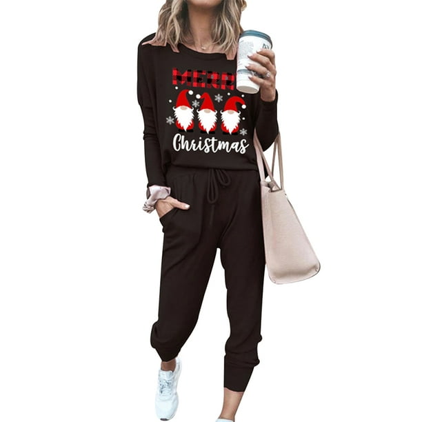 New Ladies Christmas Santa Snowman Women Lounge wear Tracksuit X Mas 2Pc 8-26